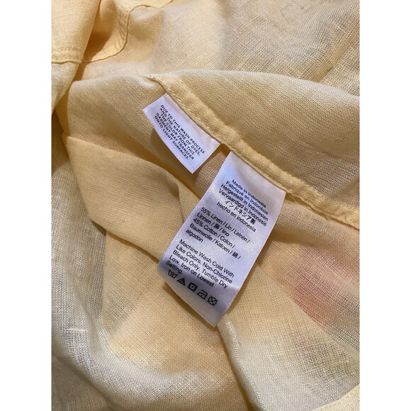 J. Crew Camp Collar Shirt Featherweight Linen Blend Button Up Shirt Yellow 4 - Picture 6 of 7